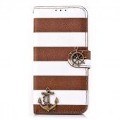 IPHONE 6 / 6S marine design læder cover med kort lomme