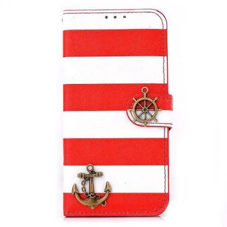 IPHONE 6 / 6S marine design læder cover med kort lomme