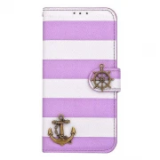 IPHONE 6 / 6S marine design læder cover med kort lomme Mobiltelefon tilbehør