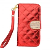 IPHONE 4S mønstret læder pung cover rød