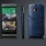 HTC ONE M8 læder bag cover med kort holder, blå Mobiltelefon tilbehør