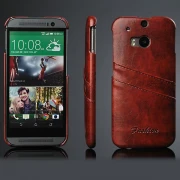 HTC ONE M8 læder bag cover med kort holder, moccabrun Mobiltelefon tilbehør