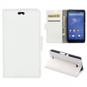 SONY XPERIA E4 læder cover med kort lomme, hvid Mobiltelefon tilbehør