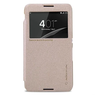 SONY XPERIA E4 Nillkin sparkle view læder cover, guld