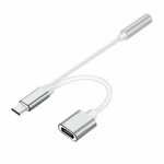 2 i 1 Type-C USB C til 3,5 mm AUX sølv