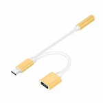 2 i 1 Type-C USB C til 3,5 mm AUX gul