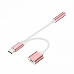 2 i 1 Type-C USB C til 3,5 mm AUX pink