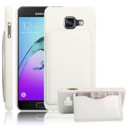 SAMSUNG  GALAXY A3 (2016) læder bag cover med kort lomme, hvid Mobiltelefon tilbehør
