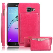 SAMSUNG  GALAXY A3 (2016) læder bag cover med kort lomme, rosa Mobiltelefon tilbehør