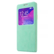 SAMSUNG GALAXY NOTE 4 læder cover med praktisk vindue, blå Mobiltelefon tilbehør