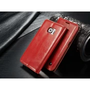 SAMSUNG GALAXY S6 EDGE PLUS luksus vintage læder cover, rød Mobiltelefon tilbehør