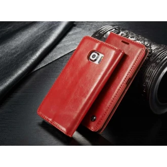 SAMSUNG GALAXY S6 EDGE PLUS luksus vintage læder cover, rød Mobiltelefon tilbehør