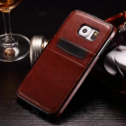 SAMSUNG GALAXY S6 læder bag cover med kort lommer, brun Mobiltelefon tilbehør