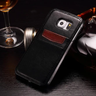SAMSUNG GALAXY S6 læder bag cover med kort lommer, sort