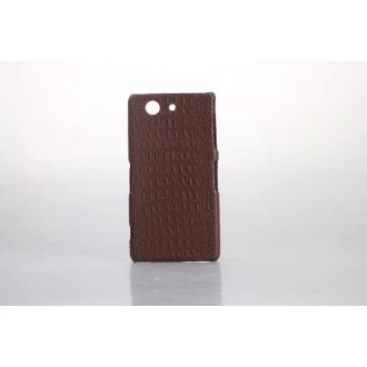 Sony Xperia Z3 Compact Læder bag cover med krokodille mønster, brun