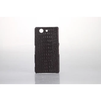 Sony Xperia Z3 Compact Læder bag cover med krokodille mønster, kaffebrun