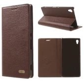 SONY XPERIA Z3+ klassisk flip læder cover, mørkebrun