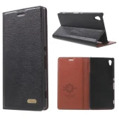 SONY XPERIA Z3+ klassisk flip læder cover, sort