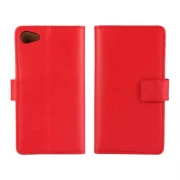SONY XPERIA Z5 COMPACT læder cover med kort lommer, rød Mobiltelefon tilbehør