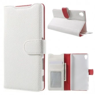 SONY XPERIA Z5 PREMIUM læder pung cover, hvid Mobiltelefon tilbehør