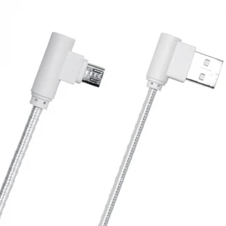 Universal mikro dobbelt vinkel USB datakabel ladekabel hvid 1 m