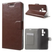 ZTE AXON ELITE læder cover med kort lomme, brun Mobiltelefon tilbehør