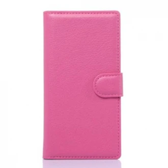 ZTE BLADE VEC 4G læder cover med kort lommer, rosa