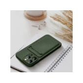 Iphone 15 bagcover mørk grøn med kortlomme